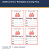 Birthday Party Printable Activity Pack printable activity preview for kids