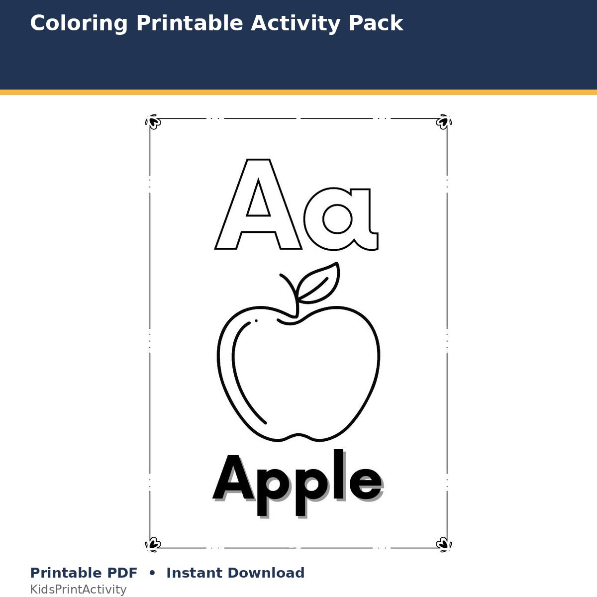 Alphabet Coloring Printable Activity Pack printable activity preview for kids
