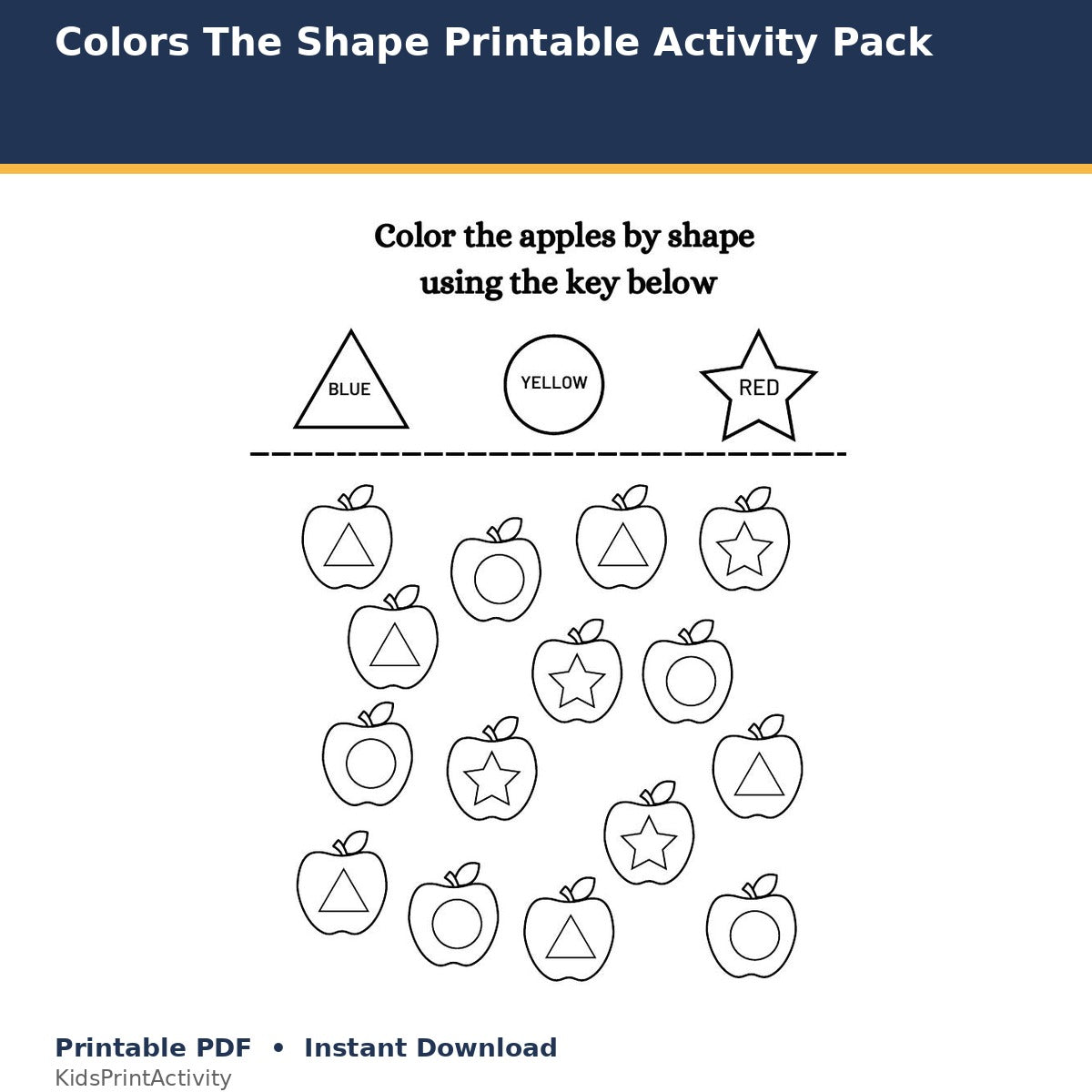 Color the Shapes Printable Activity Pack printable activity preview for kids