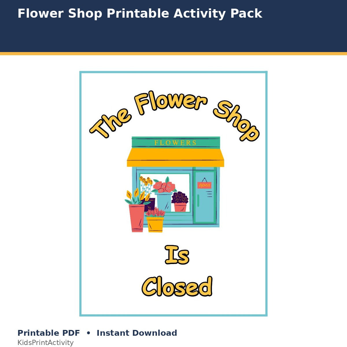 Flower Shop Printable Activity Pack printable activity preview for kids