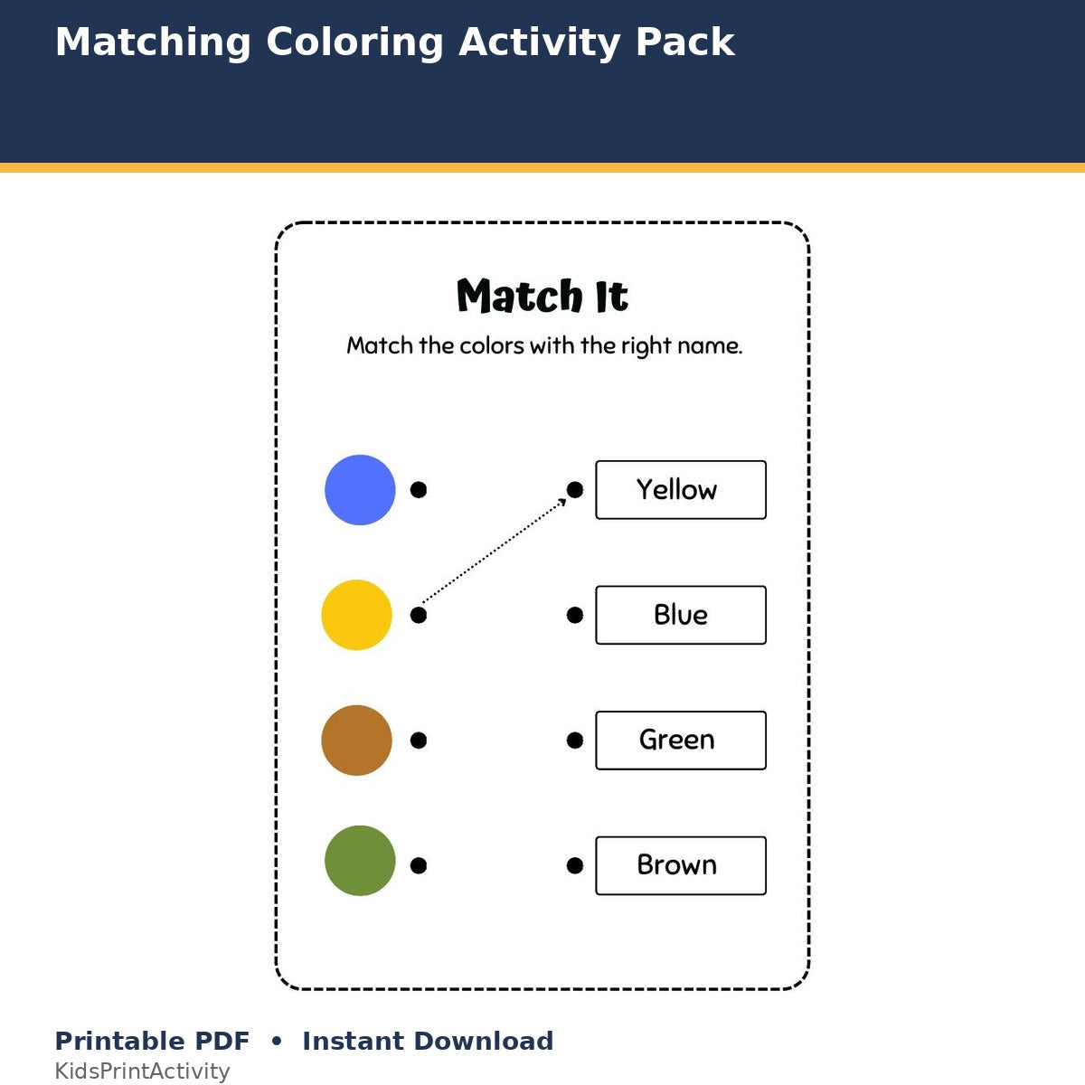 Matching Coloring Activity Pack printable activity preview for kids
