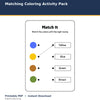 Matching Coloring Activity Pack printable activity preview for kids