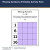 Missing Numbers Printable Activity Pack printable activity preview for kids