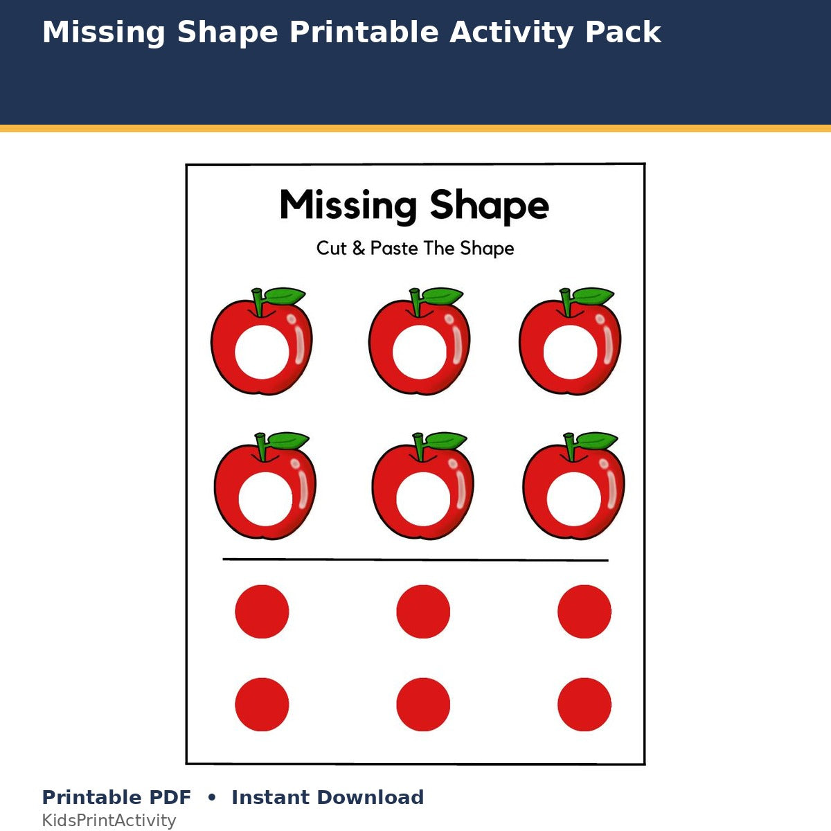 Missing Shape Printable Activity Pack printable activity preview for kids