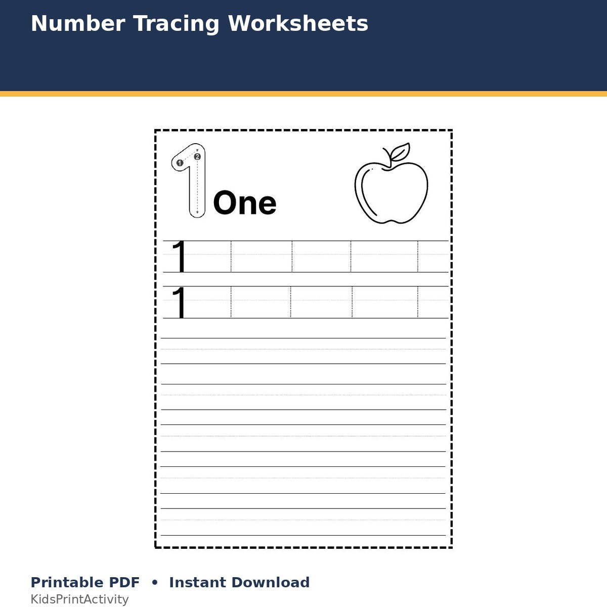 Number Tracing Worksheets printable activity preview for kids