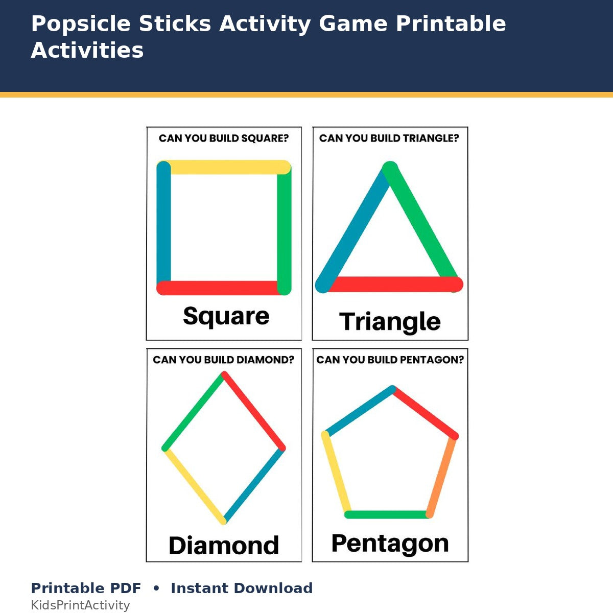 Popsicle Stick Activity Game printable activity preview for kids