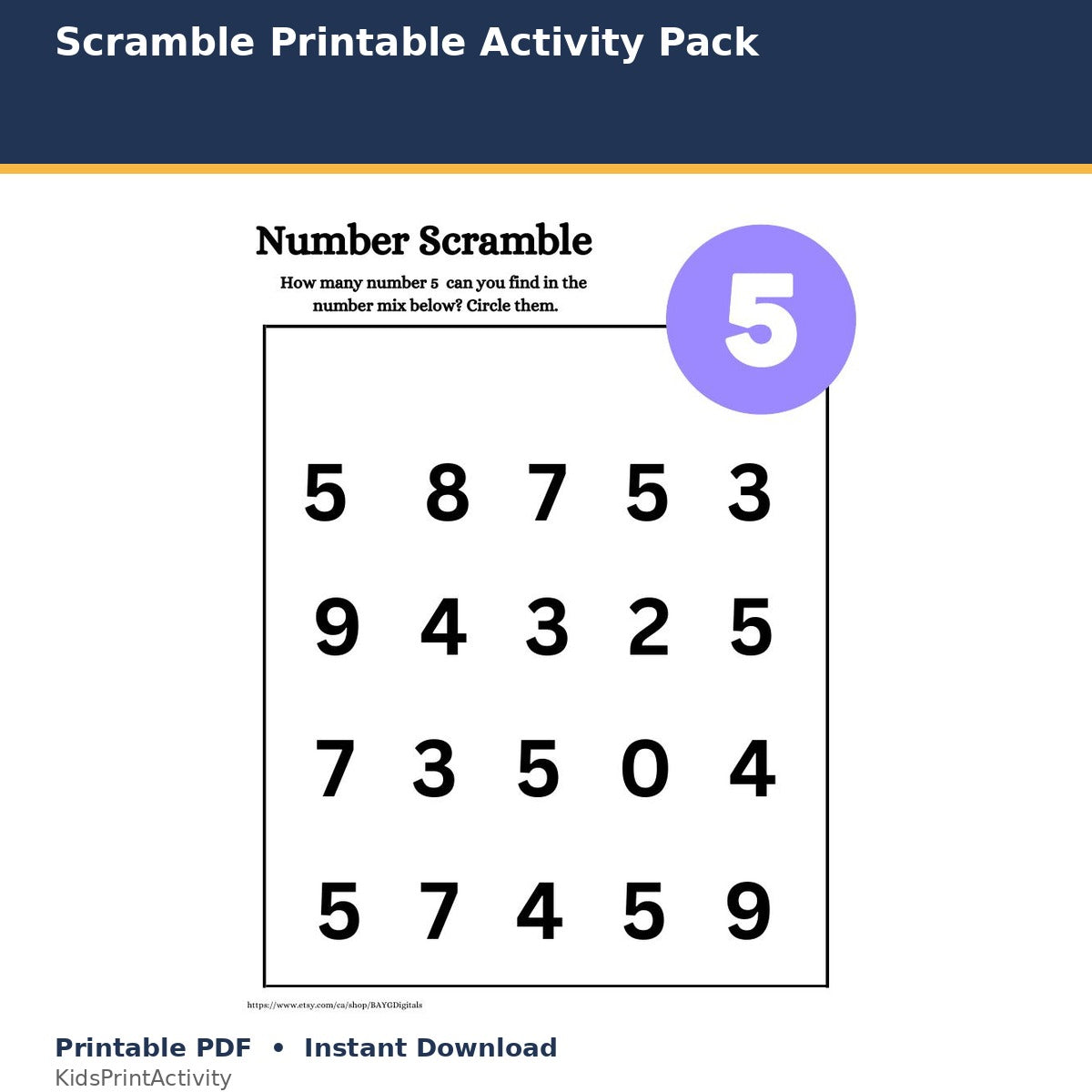 Scramble Printable Activity Pack printable activity preview for kids