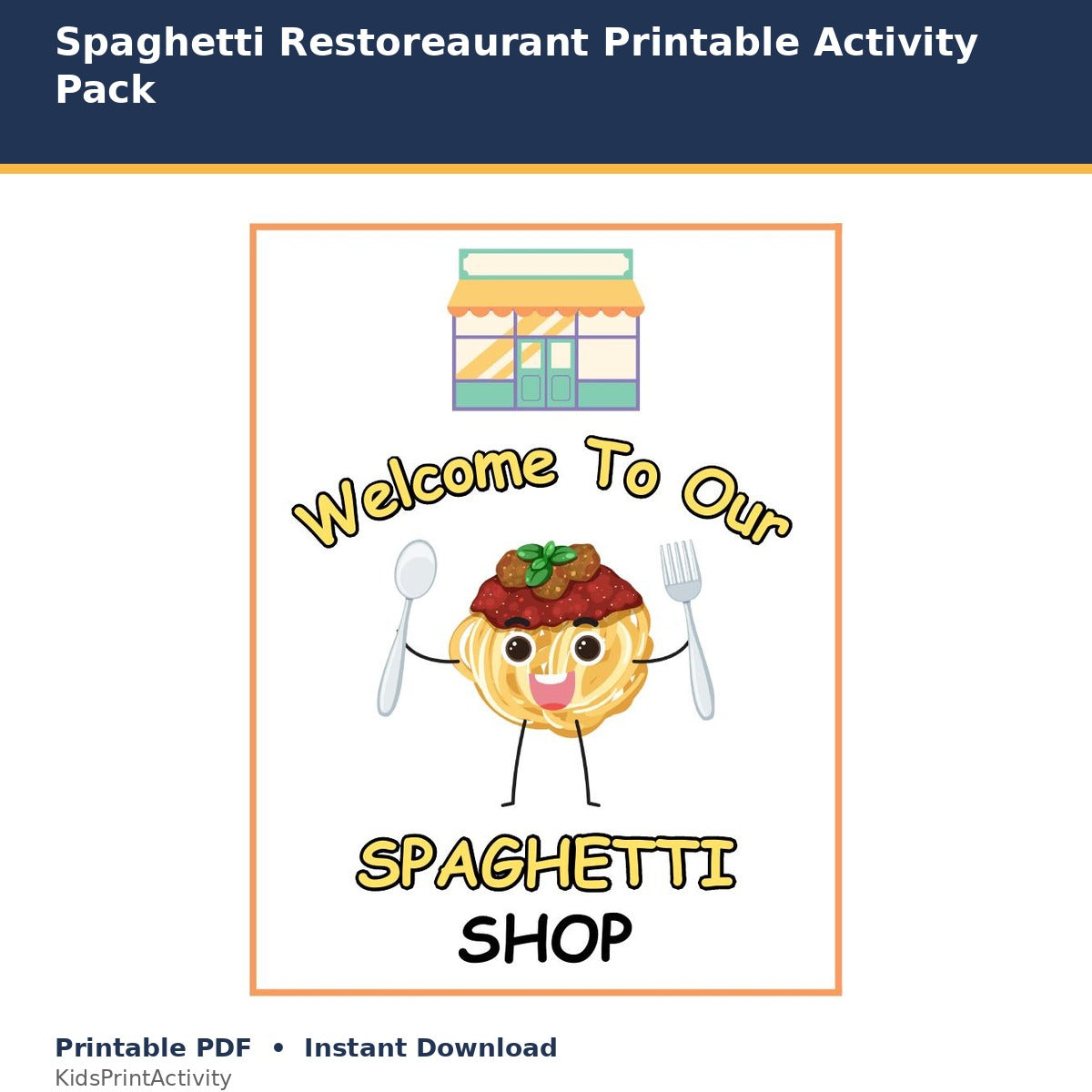 Spaghetti Restaurant Printable Activity Pack printable activity preview for kids