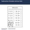 Subtraction Printable Activity Pack printable activity preview for kids