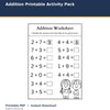 Addition Printable Activity Pack printable activity preview for kids