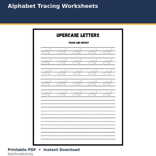 Alphabet Tracing Worksheets printable activity preview for kids