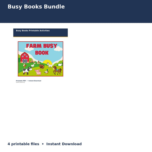 Busy Books Bundle printable activity preview for kids