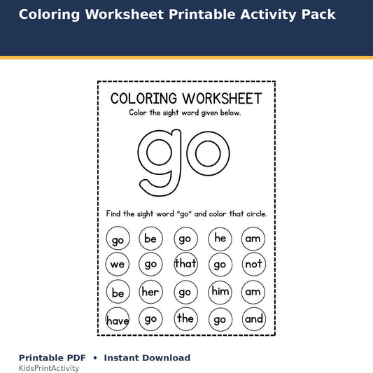 Coloring Worksheet Printable Activity Pack printable activity preview for kids