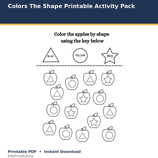 Color the Shapes Printable Activity Pack printable activity preview for kids