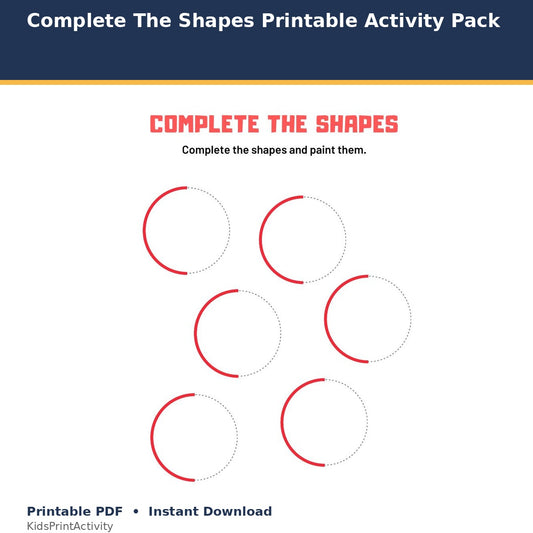 Complete The Shapes Printable Activity Pack printable activity preview for kids
