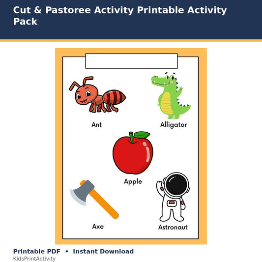 Cut & Paste Activity Printable Activity Pack printable activity preview for kids