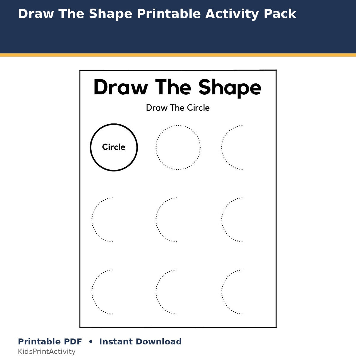 Draw The Shape Printable Activity Pack printable activity preview for kids