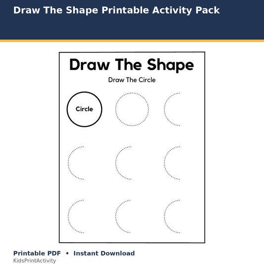 Draw The Shape Printable Activity Pack printable activity preview for kids