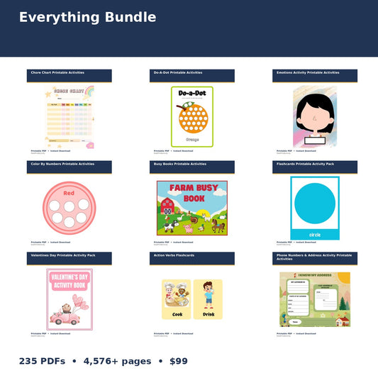 Everything Bundle — All KidsPrintActivity Printables printable activity preview for kids
