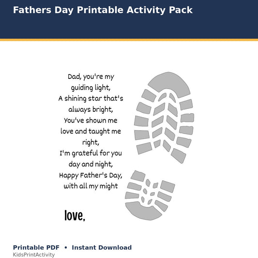 Father's Day Printable Activity Pack printable activity preview for kids