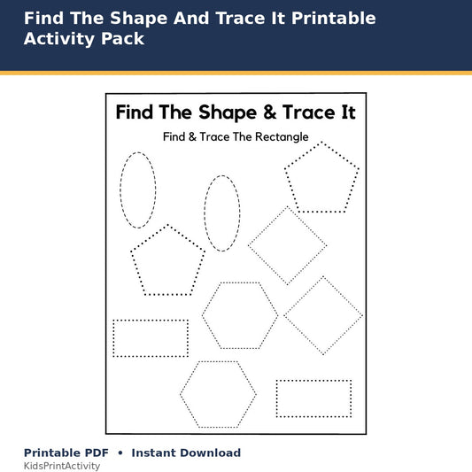 Find The Shape And Trace It Printable Activity Pack printable activity preview for kids