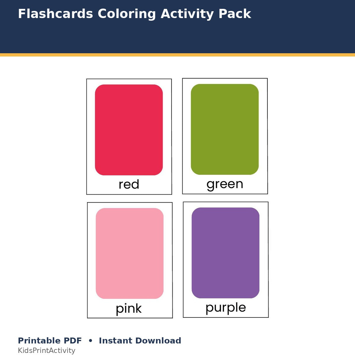 Coloring Flashcards Printable Activity Pack printable activity preview for kids