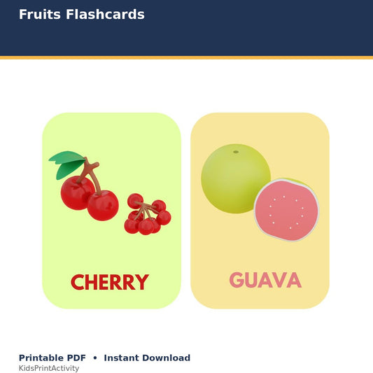 Fruits Flashcards printable activity preview for kids