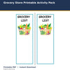 Grocery Store Printable Activity Pack printable activity preview for kids