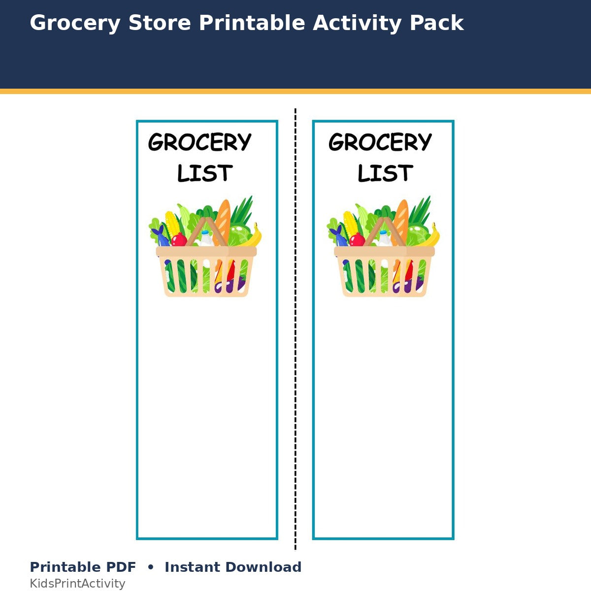 Grocery Store Printable Activity Pack printable activity preview for kids
