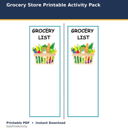 Grocery Store Printable Activity Pack printable activity preview for kids