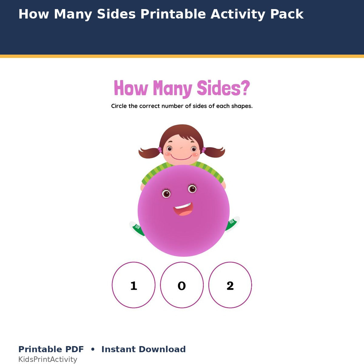 How Many Sides? Shape Activity Pack printable activity preview for kids