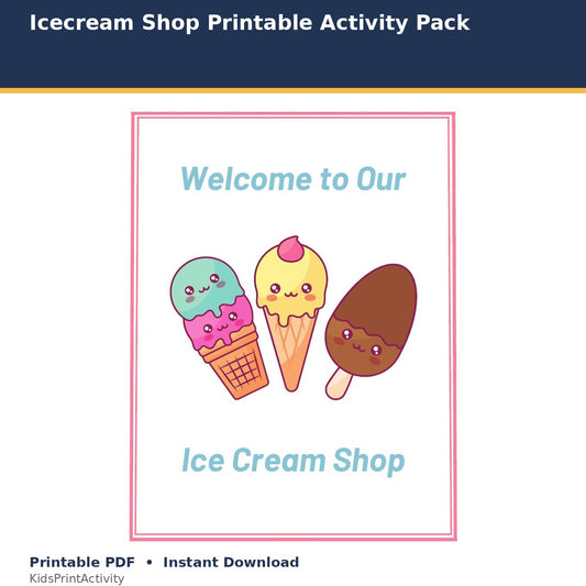 Ice Cream Shop Printable Activity Pack printable activity preview for kids