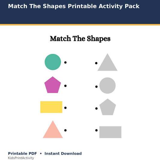 Match The Shapes Printable Activity Pack printable activity preview for kids