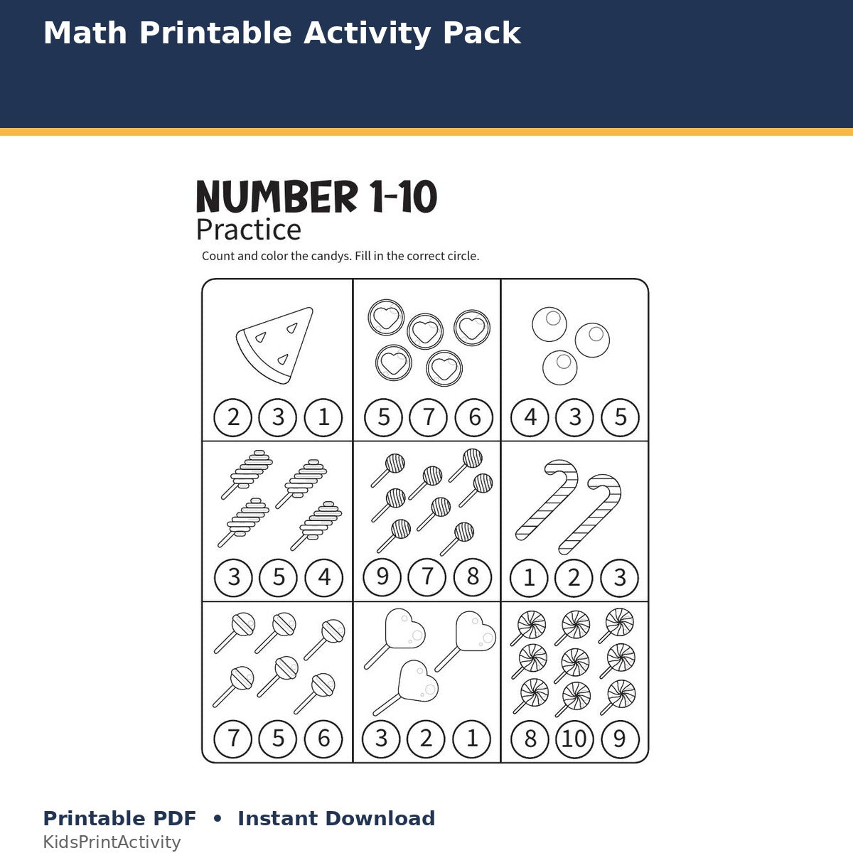 Math Printable Activity Pack printable activity preview for kids