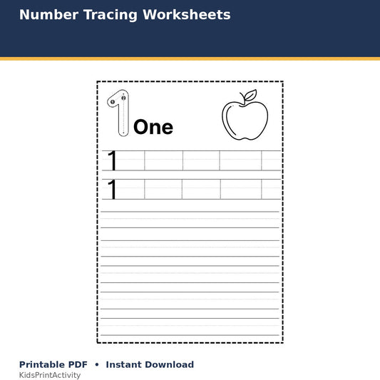 Number Tracing Worksheets printable activity preview for kids