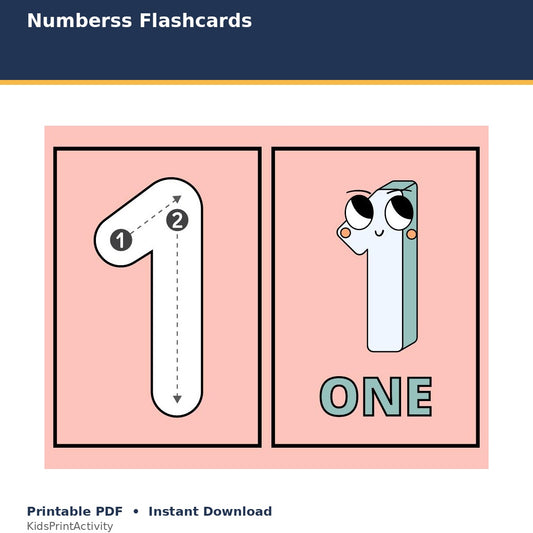 Numbers Flashcards printable activity preview for kids