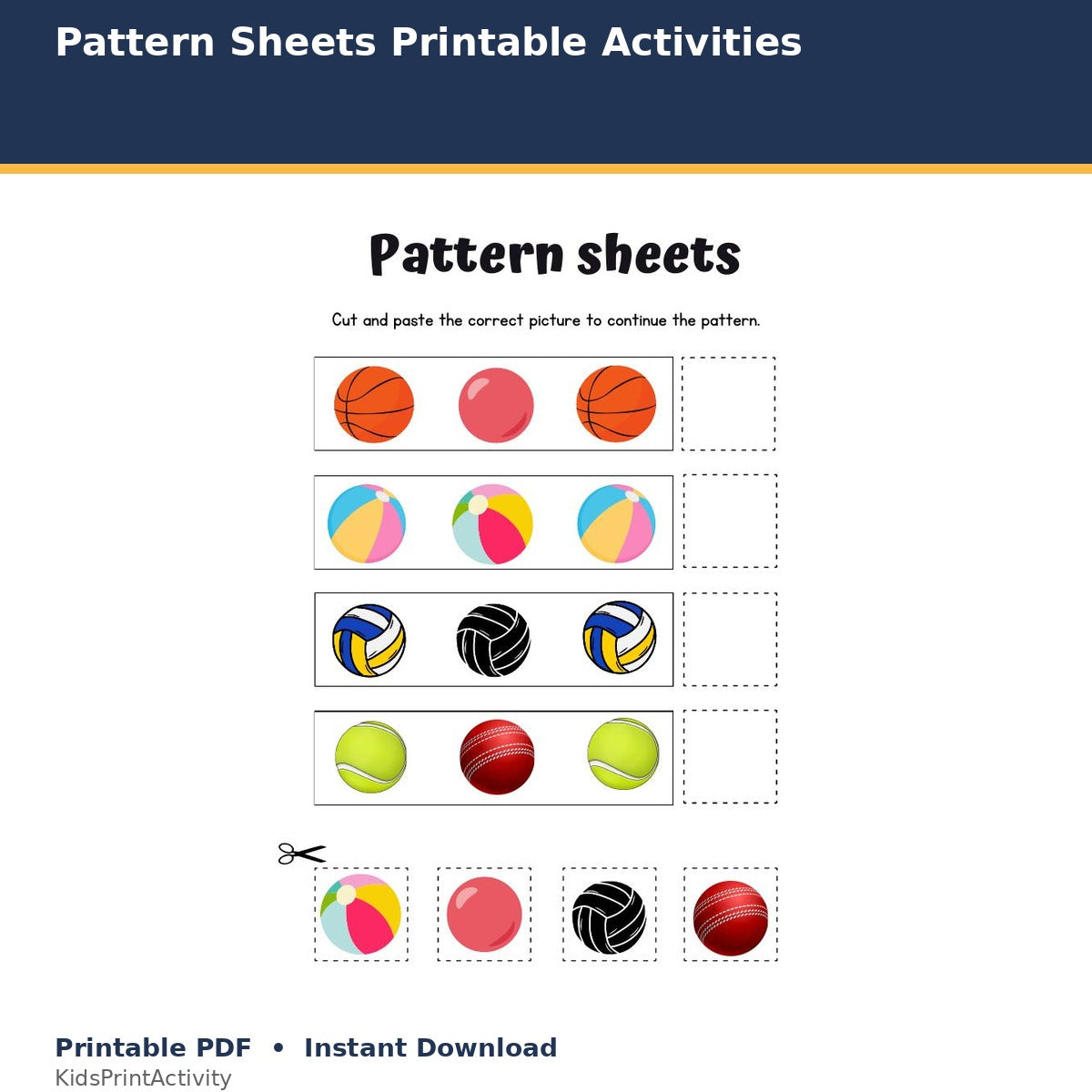 Pattern Sheets Printable Activities printable activity preview for kids