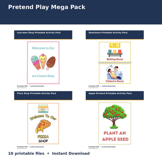 Pretend Play Mega Pack printable activity preview for kids