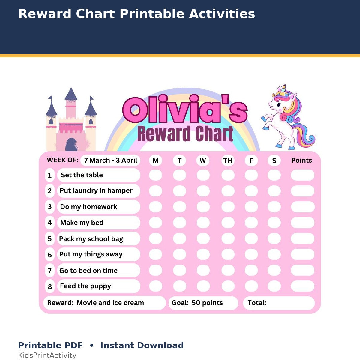 Reward Chart Printable Activities printable activity preview for kids