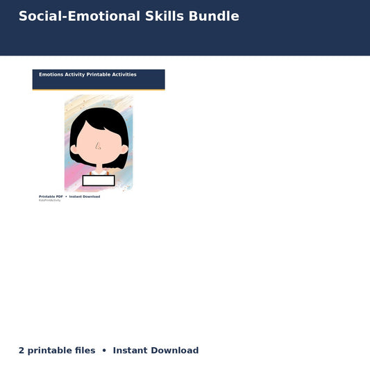 Social-Emotional Skills Bundle printable activity preview for kids