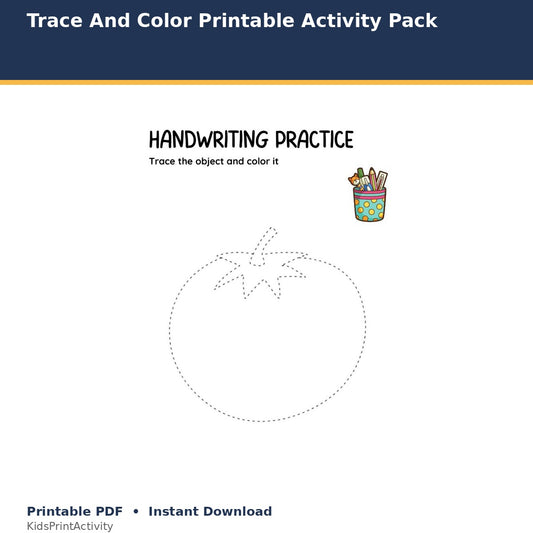 Trace And Color Printable Activity Pack printable activity preview for kids