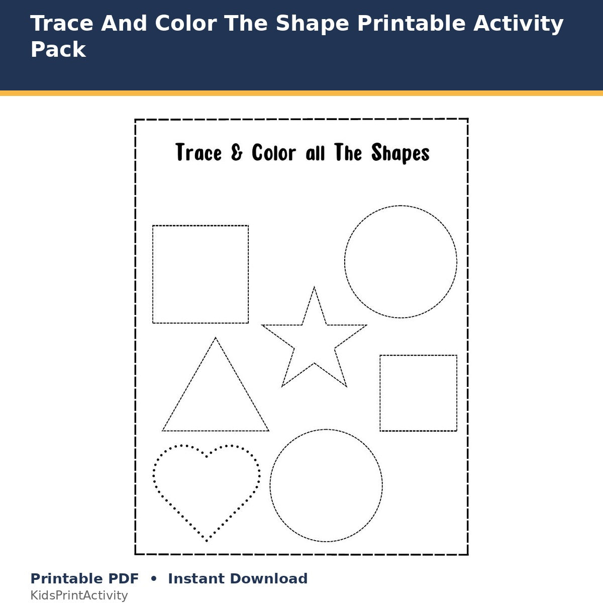 Trace And Color The Shape Printable Activity Pack printable activity preview for kids