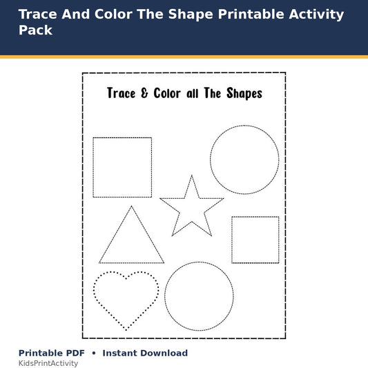 Trace And Color The Shape Printable Activity Pack printable activity preview for kids