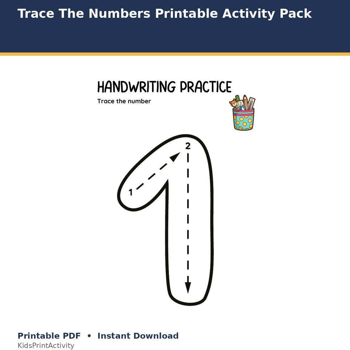 Trace The Numbers Printable Activity Pack printable activity preview for kids