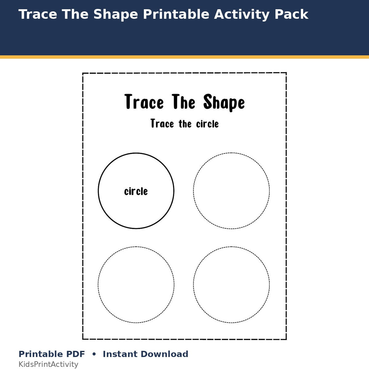Trace The Shape Printable Activity Pack printable activity preview for kids