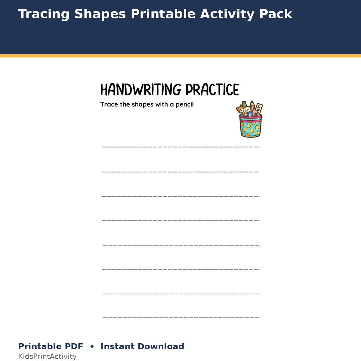 Tracing Shapes Printable Activity Pack printable activity preview for kids