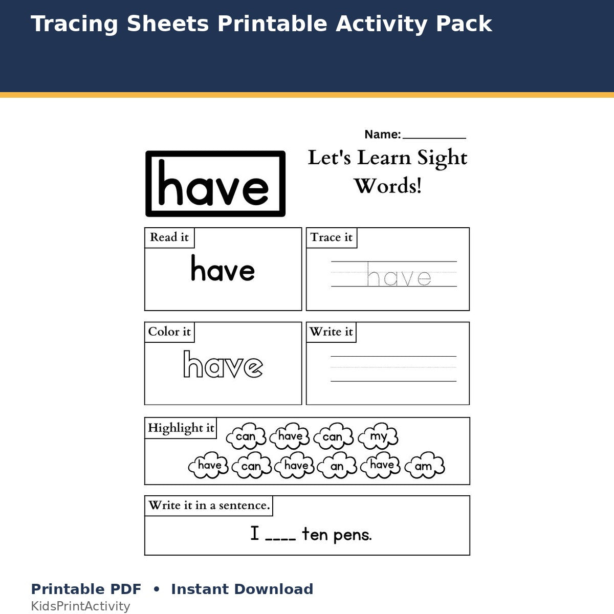Tracing Sheets Printable Activity Pack printable activity preview for kids