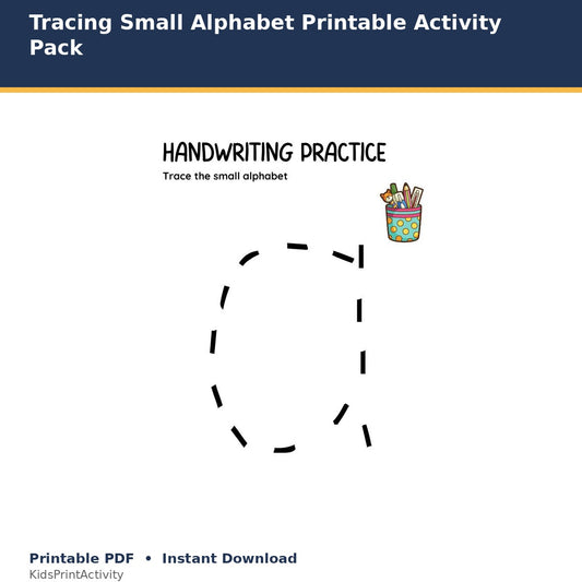 Tracing Small Alphabet Printable Activity Pack printable activity preview for kids